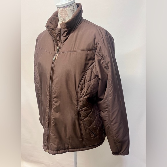 MERRELL Primaloft Full Zip Quilted Puffer Jacket Women's  Brown Zip Pockets XL - Picture 3 of 13